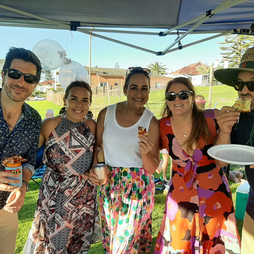 Enjoying woodfired pizza